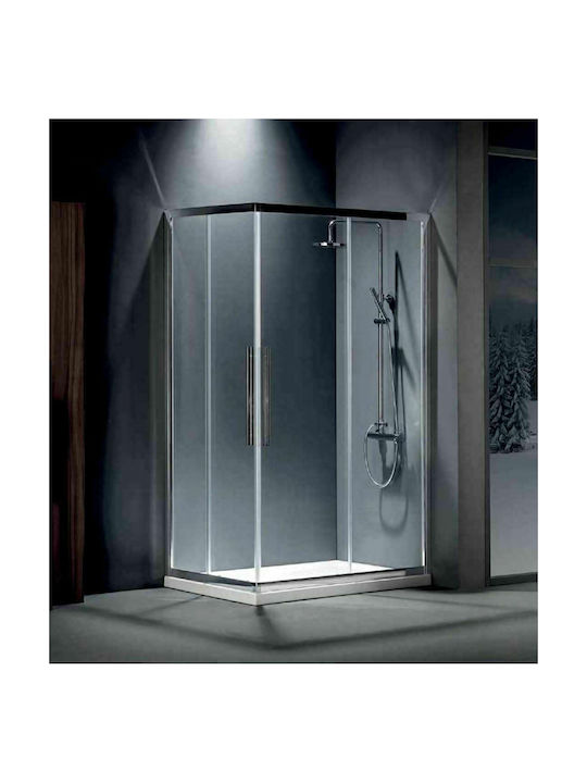 Devon Flow Corner Entry Καμπίνα Ντουζιέρας με Συρόμενη Πόρτα 100x80x195cm Clean Glass Chrome