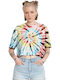 Galactic Stone Γυναικείο Καλοκαιρινό Crop Top Βαμβακερό Κοντομάνικο Πολύχρωμο