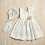 Lollipop Celebrations Ecru Lace Baptism Outfit with Hair Accessories & Dress 2pcs