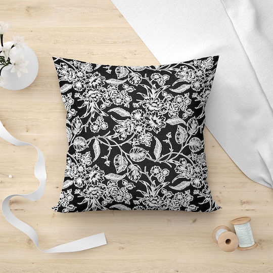 Lino Home Decorative Pillow Case Izal Made of 100% Cotton 801 Black 45x45cm