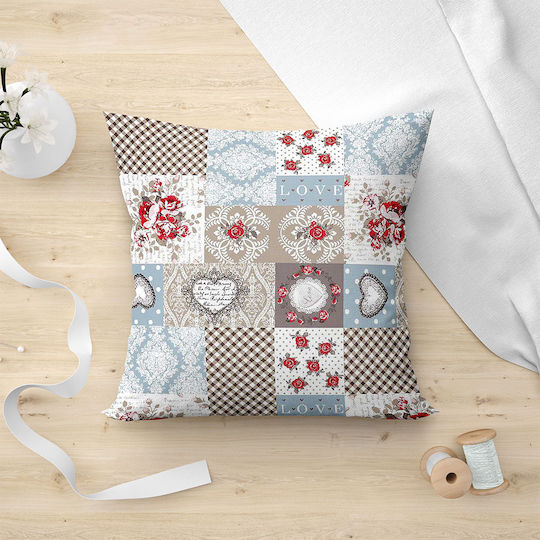 Lino Home Decorative Pillow Case Lia Made of 100% Cotton 401 Ciel 45x45cm