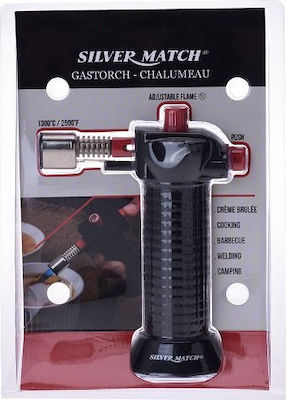 Kitchen Torch with Temperature Setting Silver Match Black