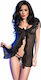Chilirose Sexy Σετ με Ρόμπα με Διαφάνεια Black