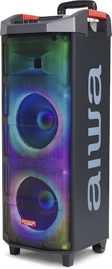 Aiwa Karaoke Lautsprecher mit Kabellosen Mikrofonen und Lichteffekten KBTUS-710 Schwarz