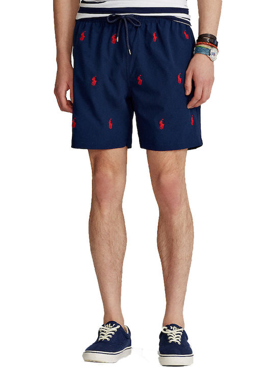 Ralph Lauren Men's Swimwear Printed Shorts Navy Blue