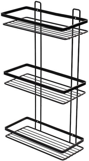 Estia Elegant Wall Mounted Bathroom Shelf Metallic with 3 Shelves 20.1x20.1x53.6cm Black