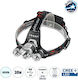 GloboStar Rechargeable Headlamp LED IP44 with Maximum Brightness 3000lm XML2-T6 Black