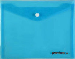 Premium Folder Transparent with Button for Paper A4 Blue