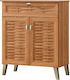 FP-02C Wooden Shoe Organizer with 4 Shelves Pacific Oak 77.8x36.8x89.3cm