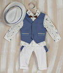 Lollipop Boys Baptism Suit with Vest 5pcs Blue