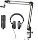 Audio Technica Condenser USB Type-C Microphone Creator Pack Shock Mounted/Clip On for Studio