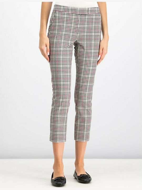 Michael Kors MU93H1SBPC Women's Fabric Capri Trousers in Slim Fit Checked