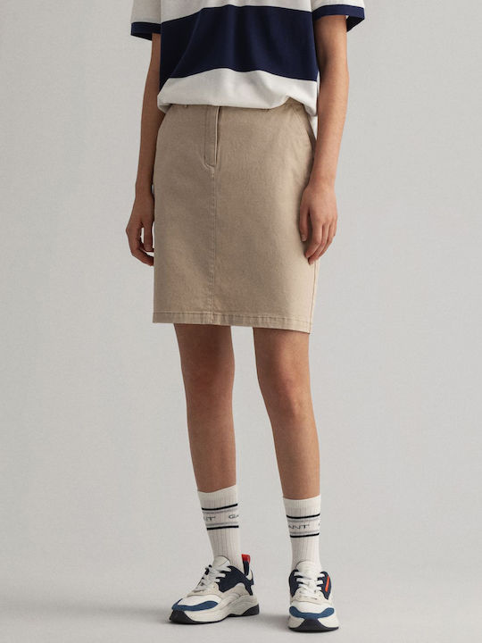 Gant Denim Pencil High-waisted Mini Skirt Beige