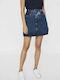 Vero Moda Τζιν Ψηλόμεση Mini Φούστα σε Μπλε χρώμα