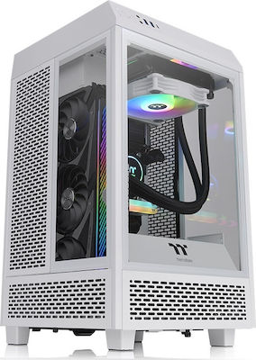 Thermaltake The Tower 100 Gaming Mini Tower Computer Case with Window Panel Snow