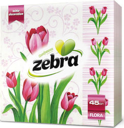 Zebra Χαρτοπετσέτα 1Φ Πολύχρωμη 33x33εκ. 45τμχ