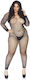 Leg Avenue Crystalized Net Body Stocking Große Größen Ολόσωμα Καλσόν Gittermuster Schwarz