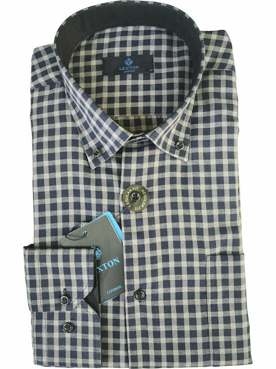 SHIRT NAVY PLAID LEXTON