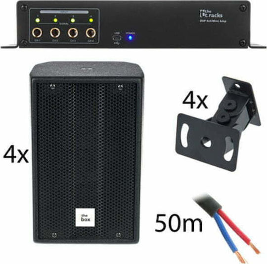 The Box Pro Achat 104 A Самоусилващ Говорител PA 50W με Woofer 4" 14.4x14.6x21.4εκ. σε Черен Χρώμα