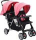 vidaXL Double Stroller Suitable from 6+ Months Pink & Black
