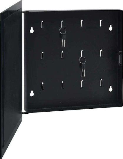 vidaXL Metallische Schwarze Schlüsselanhänger Mit Schloss 12 Haken Abmessung 35x5.5x35cm