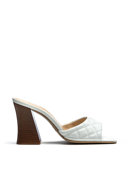 FABIO RUSCONI LEATHER MULES - White VITTORIA/BIANCA