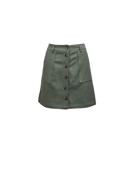 GRACE & MILA BUTTONED CASUAL SKIRT - CANDIDE VERT