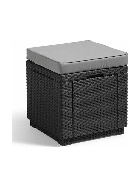 Stool Outdoor Rattan Cube with Cushion Graphite 1pcs 42x42x39cm