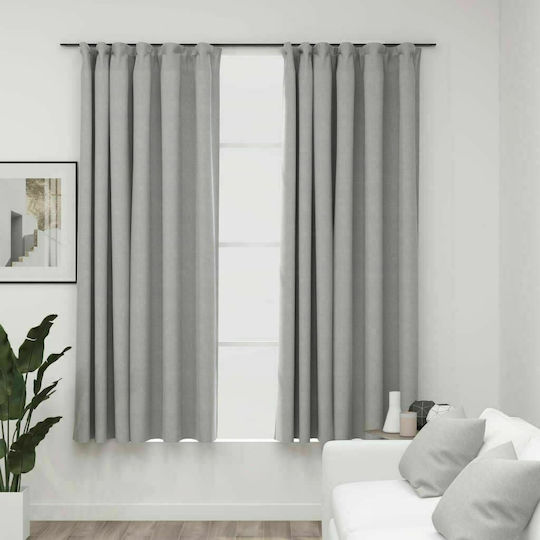vidaXL Set Perdele Opace Cu Coafură Gri 140x175 cm