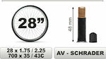 CarCommerce 68381 Fahrradschlauch 28" x 1.75/2.25" Großes Ventil