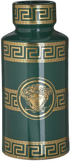 Inart Vază Decorativă Ceramică Meandru Green-Gold 14x14x30cm 1buc
