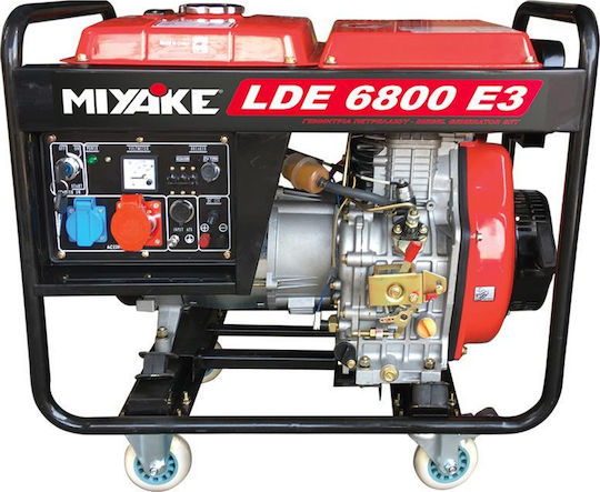 Miyake LDE6800E3 Generators Erdöl mit Kickstart, Rädern und maximaler Leistung 6.8kVA