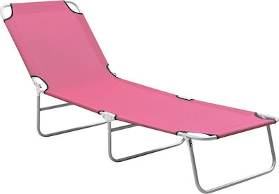 vidaXL Foldable Steel Beach Sunbed Pink 189x58x27cm