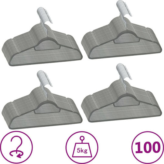 vidaXL Clothes Hanger Gray 289919 100pcs