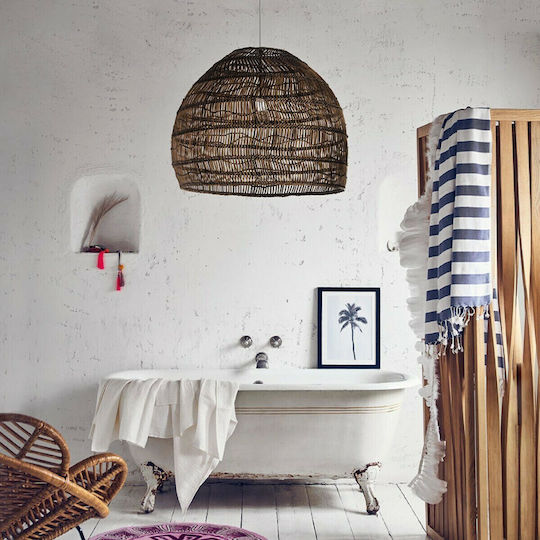 GloboStar Malibu Κρεμαστό Φωτιστικό Καφέ Boho Καμπάνα με Ντουί E27 97x100x86εκ.