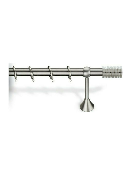 Viobrass Μεταλλικό Κουρτινόξυλο Μονό Φ25mm 260εκ. Νίκελ Ματ