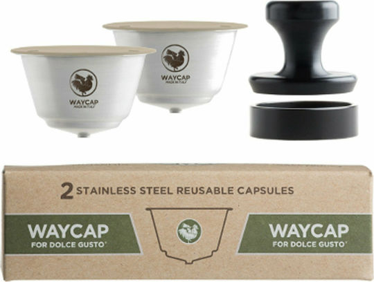 Waycap Wiederbefüllbare Kapseln Basic Kit Edelstahl Kompatibel mit Maschine Dolce Gusto 2Mützen