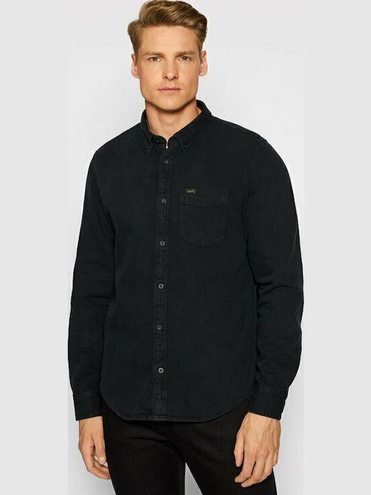 Cu mânecă lungă Denim Cămașă Negru