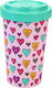 Woodway Candy Hearts Mug Bamboo with Lid Blue 500ml
