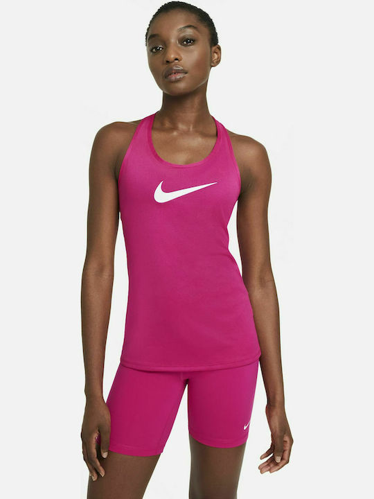 Nike Dri-Fit Swoosh Αμάνικη Γυναικεία Αθλητική Μπλούζα Φούξια