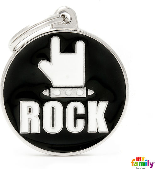 My Family Charms Dog ID Tag Circular Black Metal Personalized