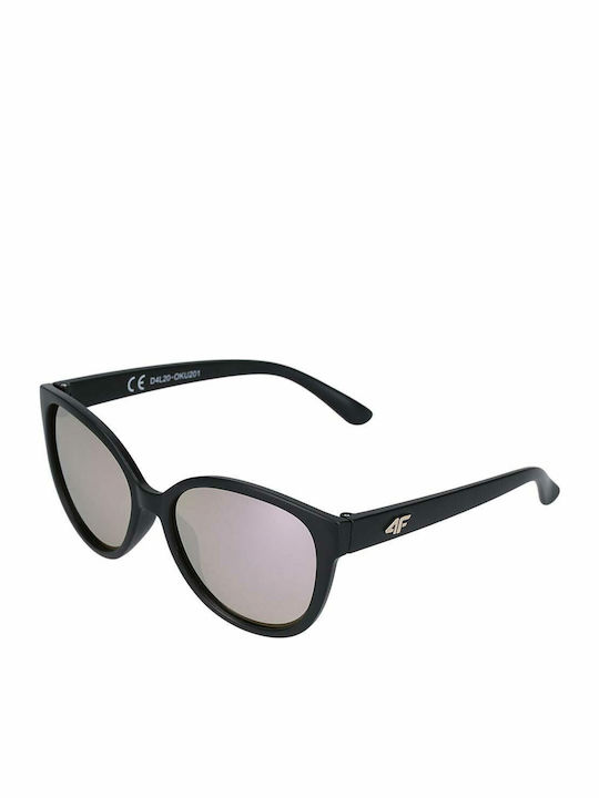 4F Unisex Sonnenbrille mit Schwarz Kunststoff Gestell und Schwarz Spiegel Linse H4L21-OKU064-56S