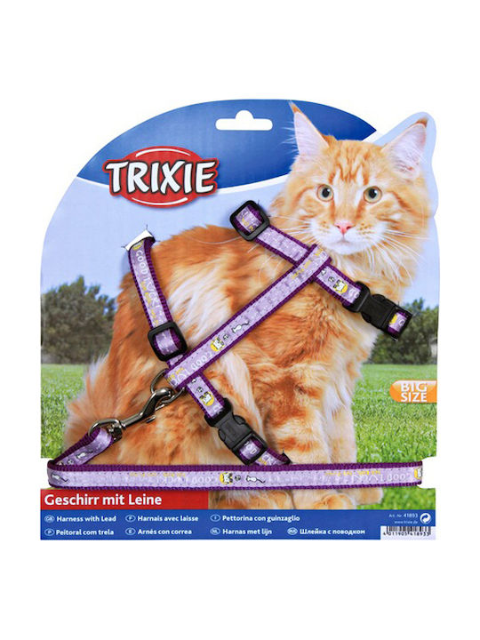 Trixie Katzenleine mit Anleitung Geschirr mit Leine 34 bis 57cm Lila Breite 13mm 41893