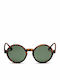 Chpo Sam Unisex Sunglasses with Brown Tartaruga Plastic Frame and Green Lens 16132FA