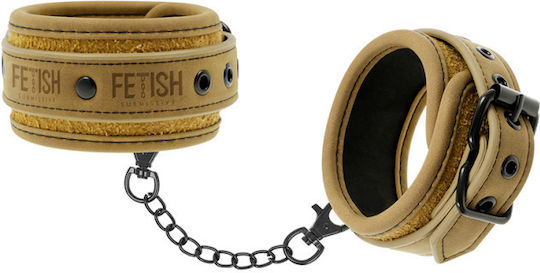 Fetish Submissive Ankle Cuffs Vegan Leather Handcuffs in Brown Color