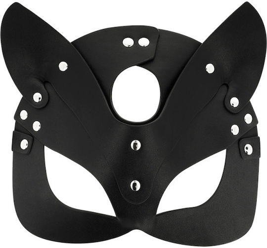 Coquette Vegan Leather Mask with Cat Ears BDSM Μάσκα σε Μαύρο Χρώμα