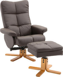 Πολυθρόνα Relax Massage / Περιστρεφόμενη / με Υποπόδιο από Δερματίνη Καφέ Σκούρο 80x99x86cm