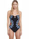 Desigual Waikiki Strapless One-Piece Swimsuit with Open Back Floral Black