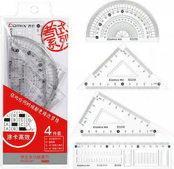 Comix Set of 24 Geometric Instruments Plastic Transparent