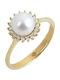 Pearl rosette ring in white gold 14k R32